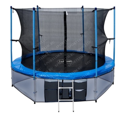 Батут i-JUMP Elegant 10ft 3,06м с нижней сетью и лестницей (blue)